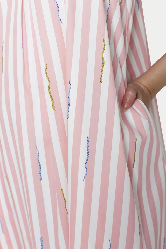 PALOMA "SSSTRIPED" FLARE DRESS IN PINK