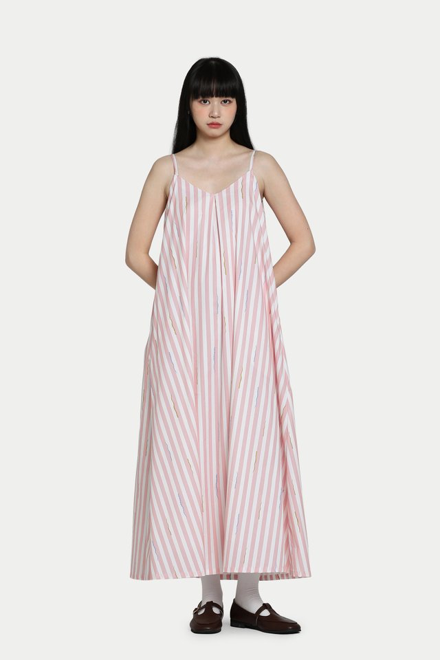 PALOMA "SSSTRIPED" FLARE DRESS IN PINK