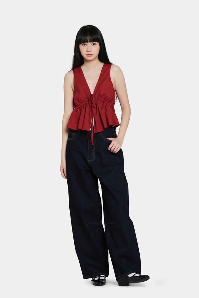 MIA TWO WAY TIE TOP IN POPPY RED