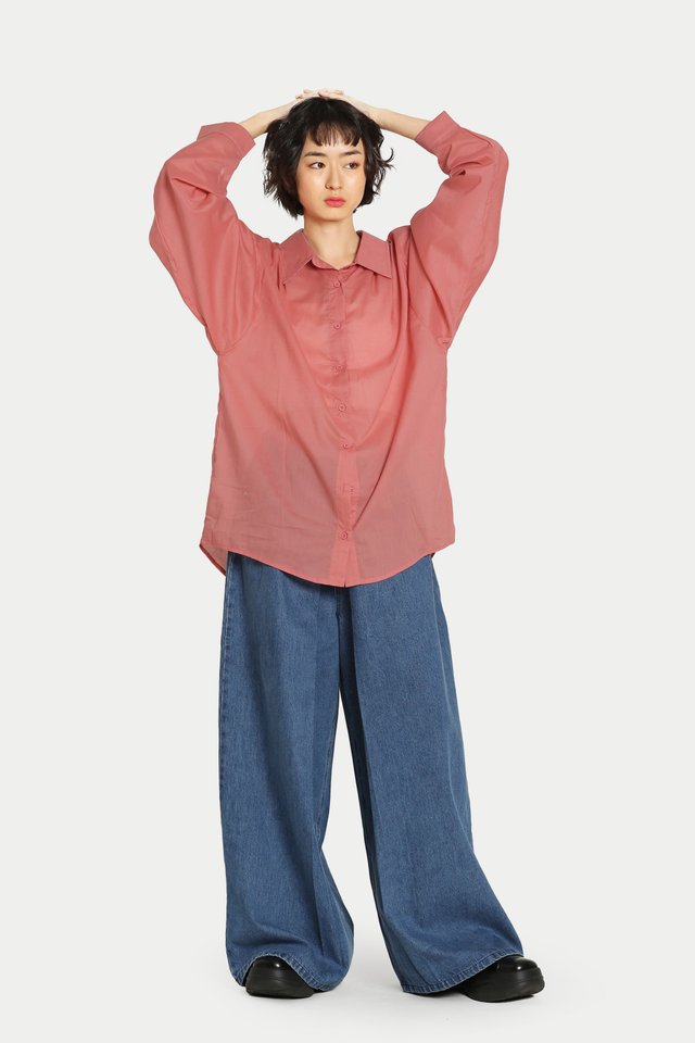 NEVILLE SHEER OVERSIZED SHIRT IN BLUSH