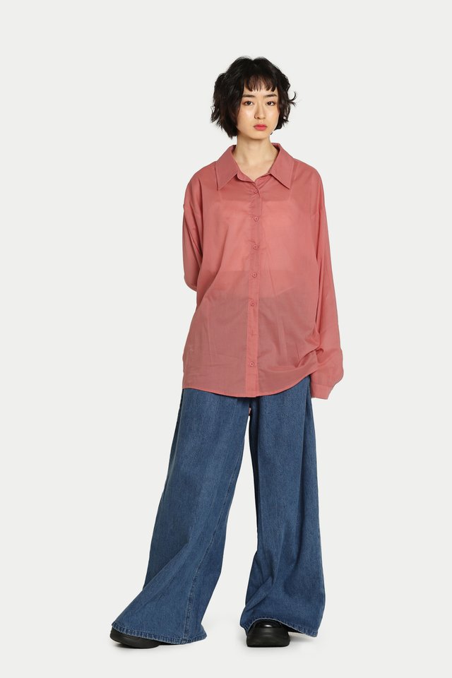 NEVILLE SHEER OVERSIZED SHIRT IN BLUSH