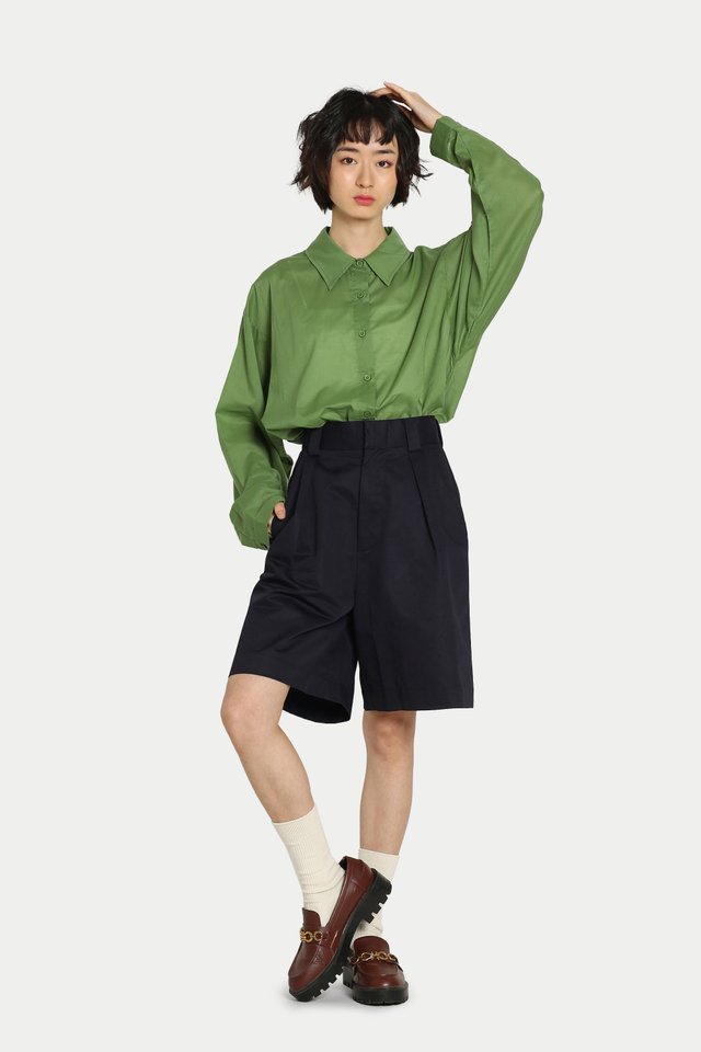NEVILLE SHEER OVERSIZED SHIRT IN FERN