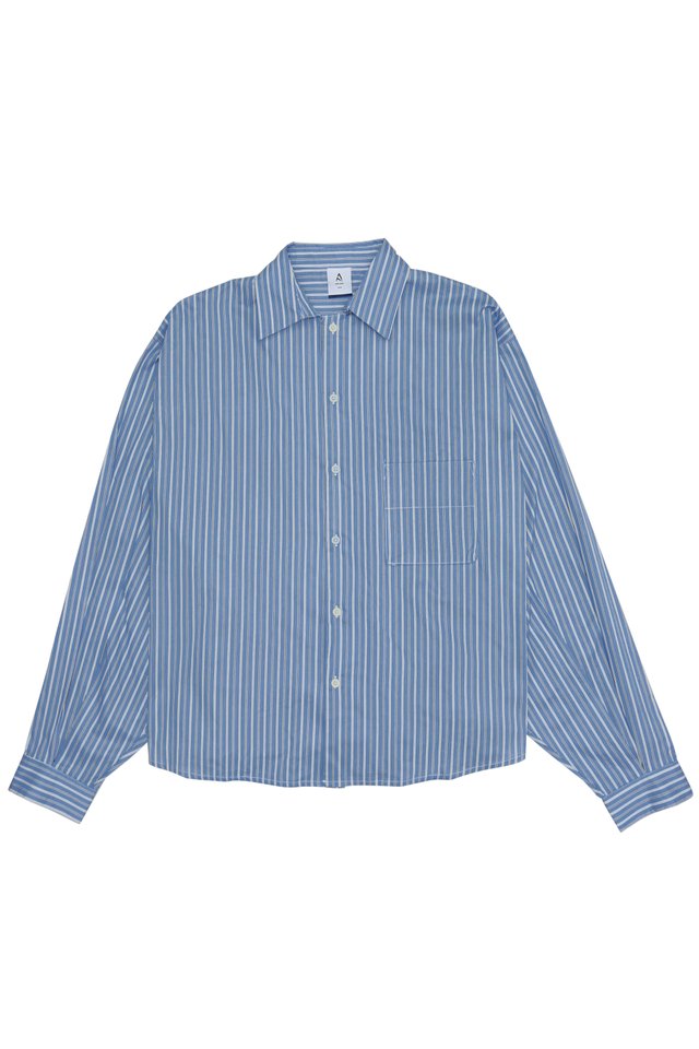 ALTON STRIPED OVERSIZED POCKET SHIRT IN BLUE