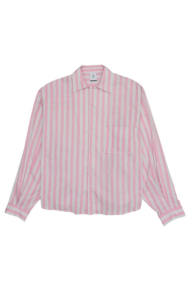 ALTON STRIPED OVERSIZED POCKET SHIRT IN PINK