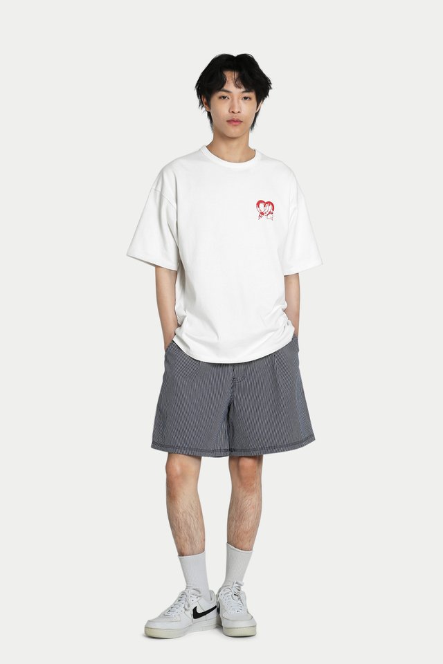 KITT PLEATED HICKORY STRIPED SHORTS IN NAVY