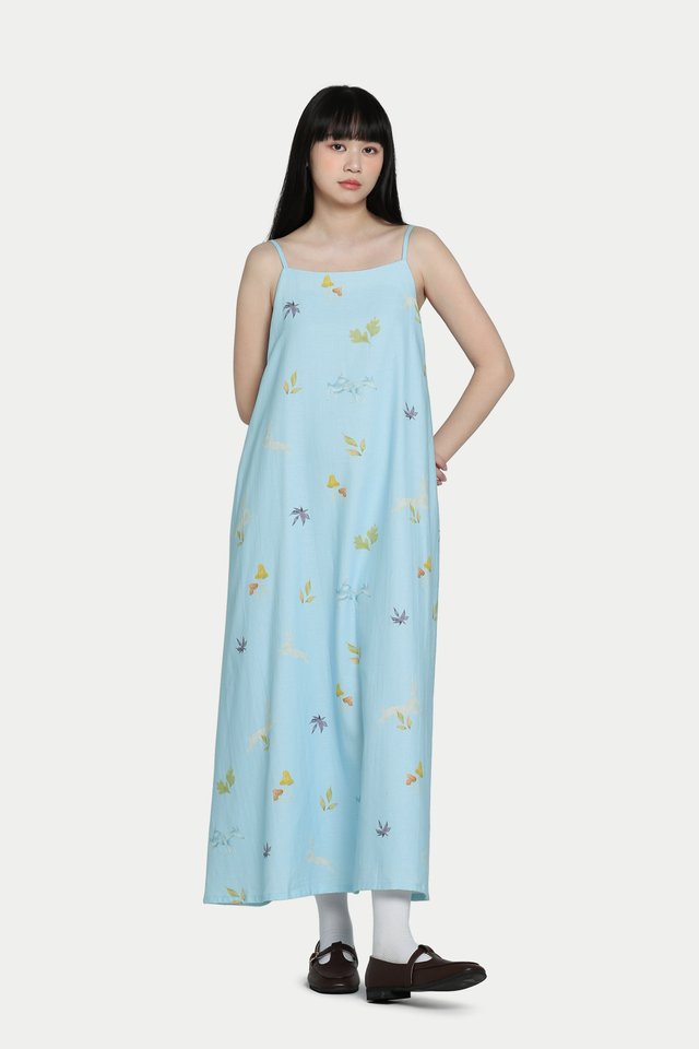 STELLA "WILD WOODS" A-LINE DRESS IN SKY