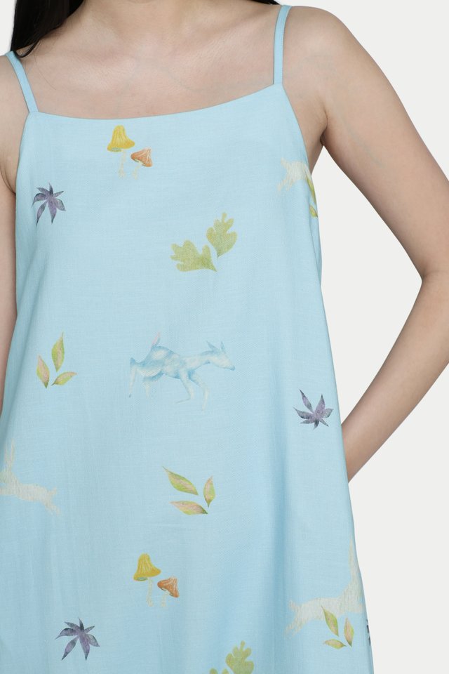 STELLA "WILD WOODS" A-LINE DRESS IN SKY