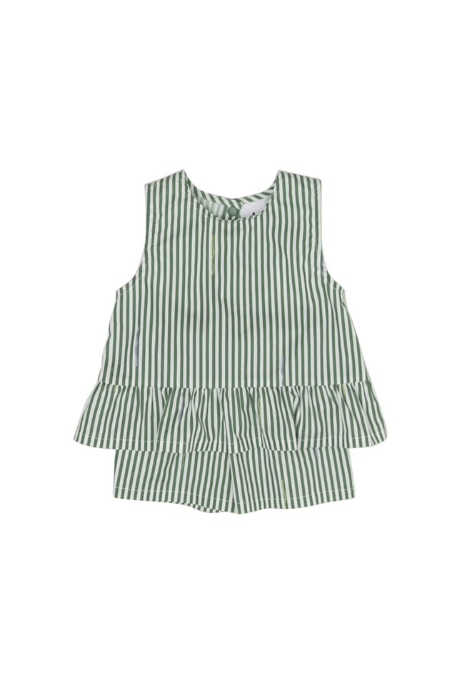 JAMIE "SSSTRIPED" MINI PEPLUM SHORTS SET IN FERN