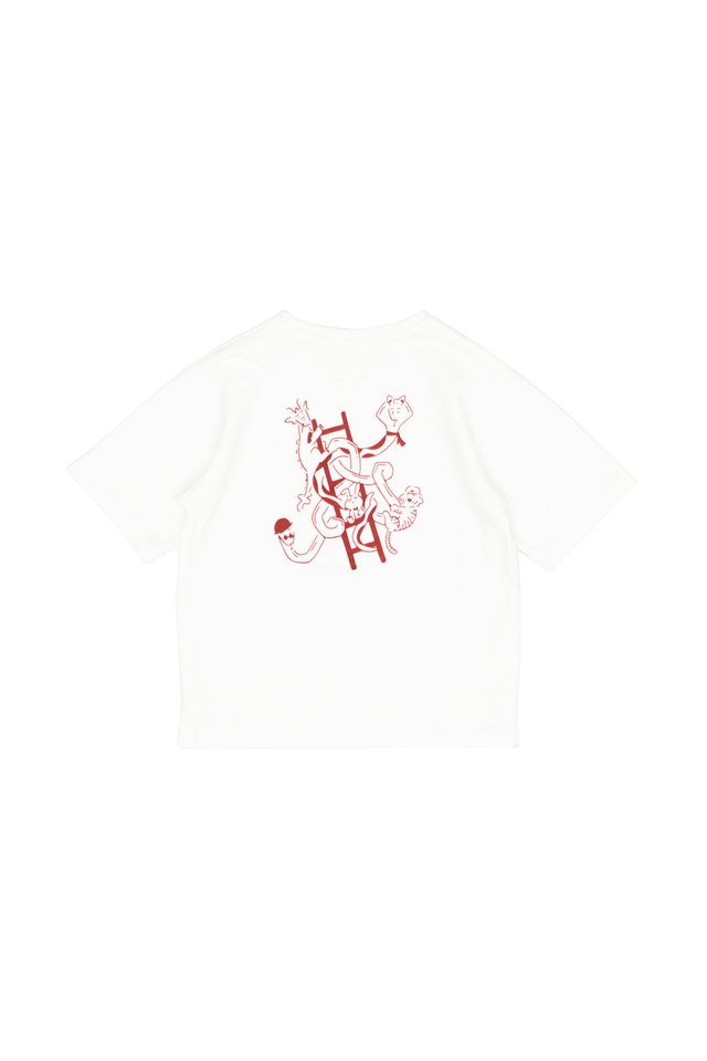 "SSSNAKES & LADDERS" MINI TEE IN WHITE