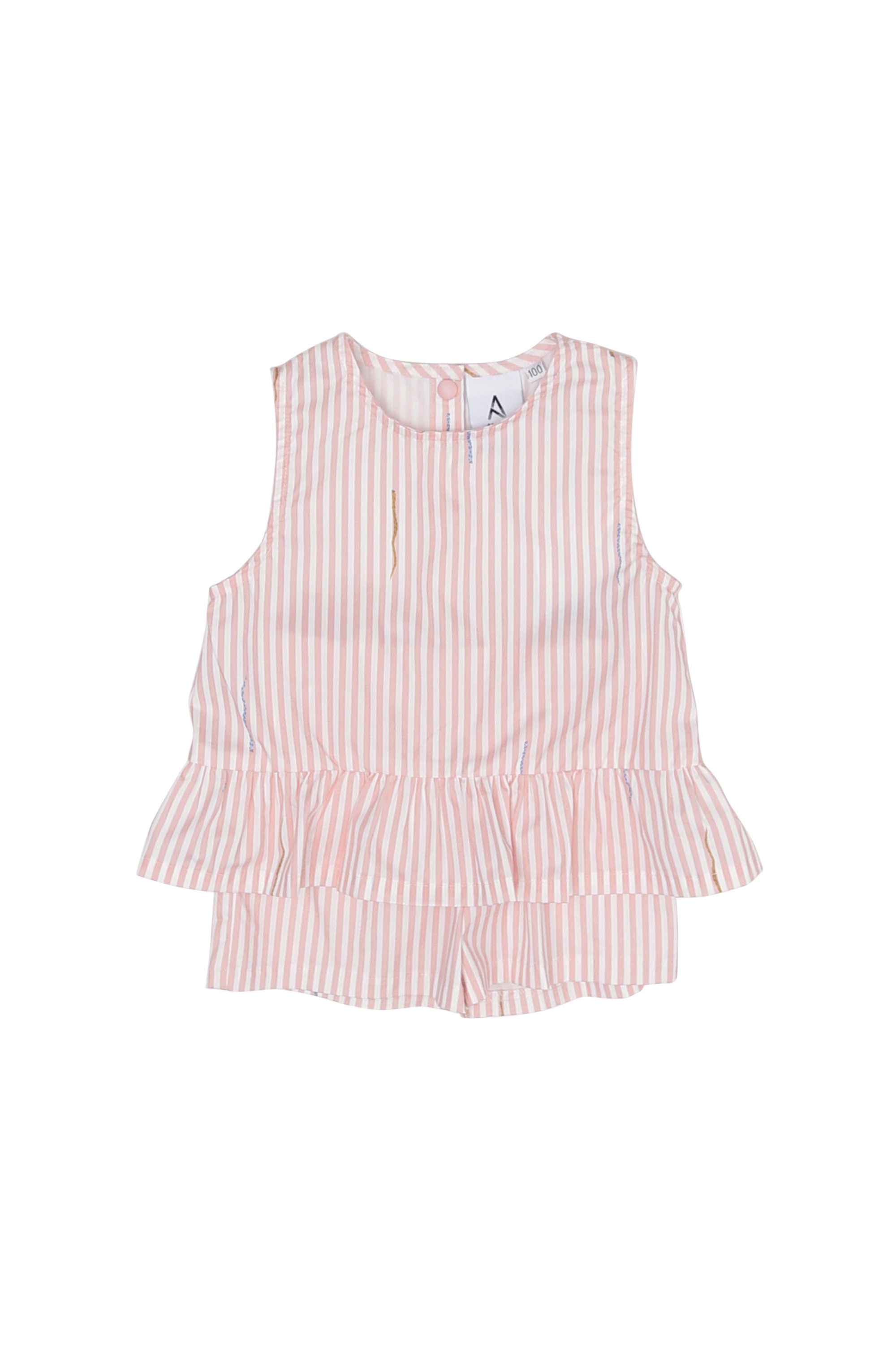 JAMIE &quot;SSSTRIPED&quot; MINI PEPLUM SHORTS SET IN PINK