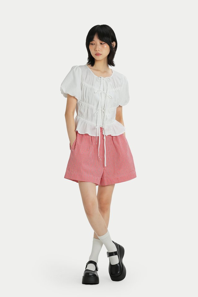 ARCADE GINNY BOXER SHORTS IN RED GINGHAM