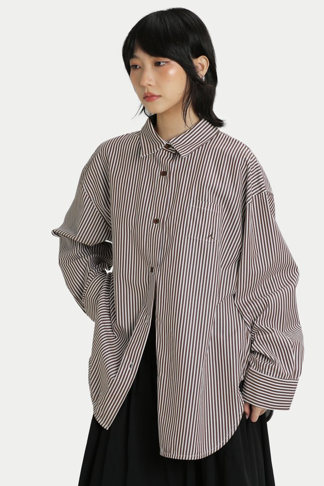 ARCADE SUNNY OVERSIZED SHIRT IN CHOCOLATE STRIPES