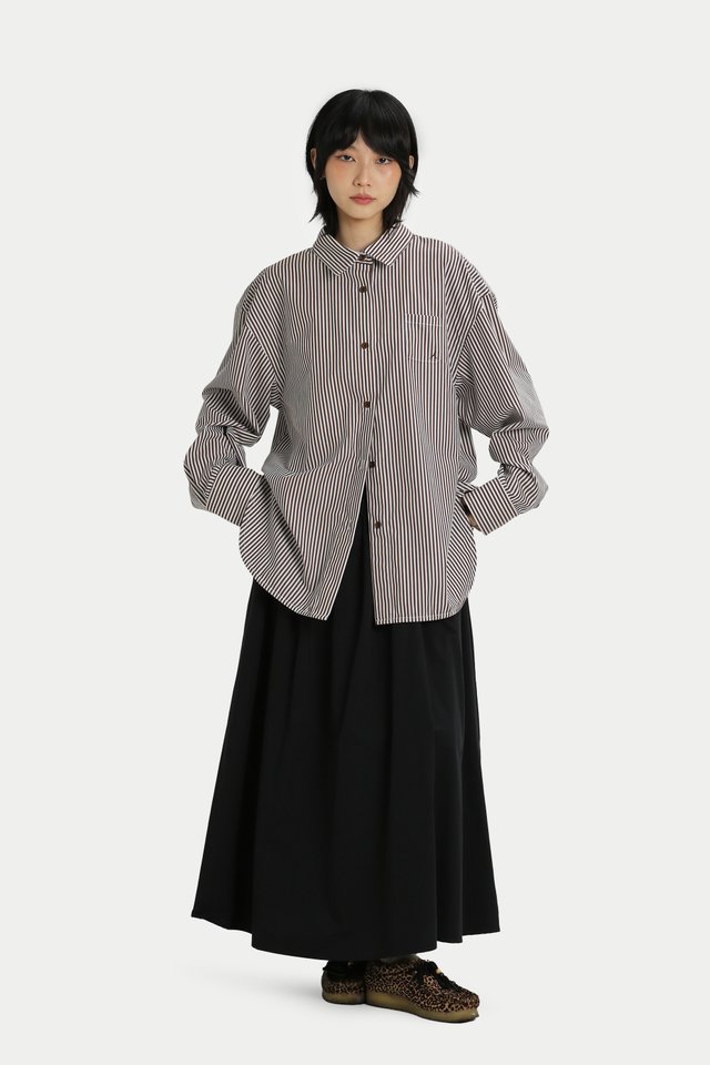 ARCADE SUNNY OVERSIZED SHIRT IN CHOCOLATE STRIPES