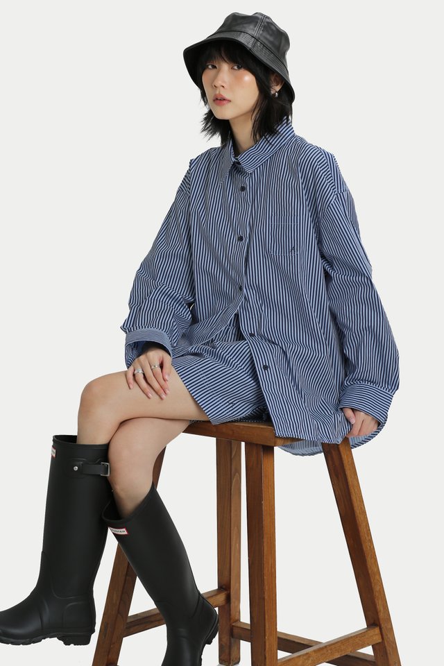 ARCADE SUNNY OVERSIZED SHIRT IN NAVY STRIPES