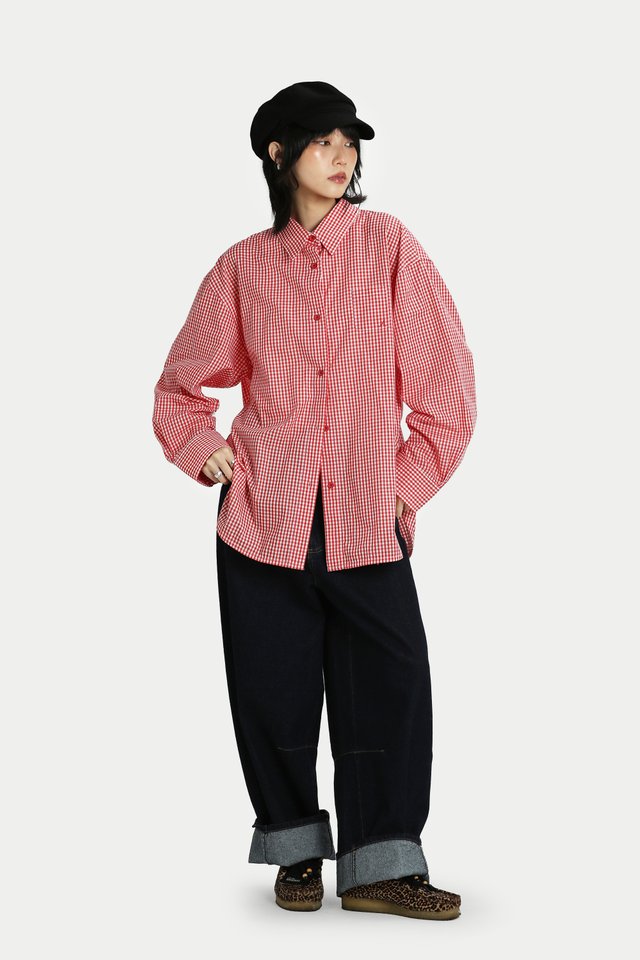 ARCADE SUNNY OVERSIZED SHIRT IN RED GINGHAM