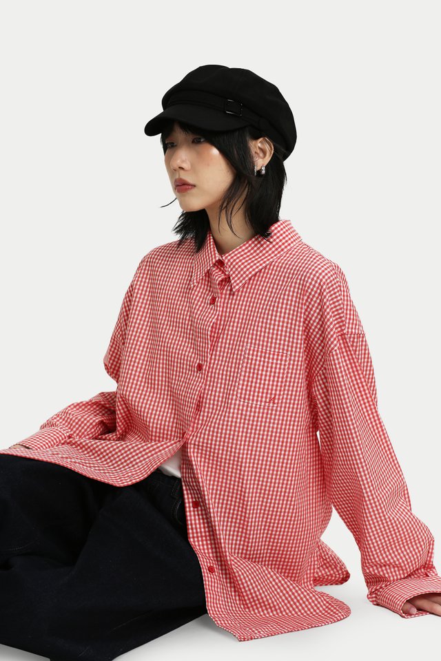 ARCADE SUNNY OVERSIZED SHIRT IN RED GINGHAM