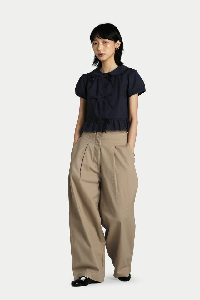 BAILEY LACE-TRIM TIE TOP IN NAVY