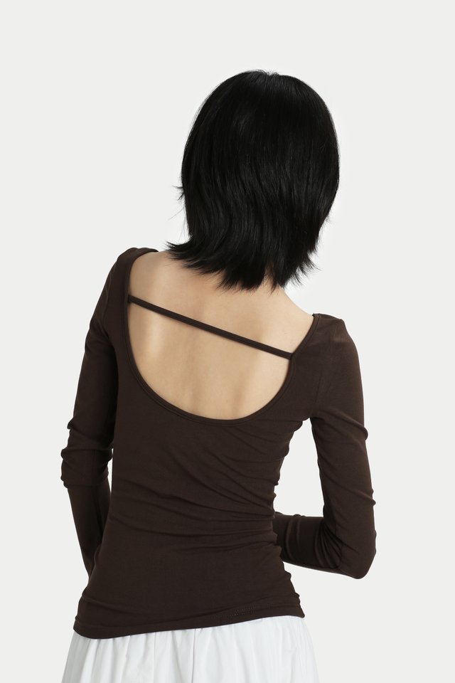 DIONE LONG LINE U-BACK TOP IN ESPRESSO