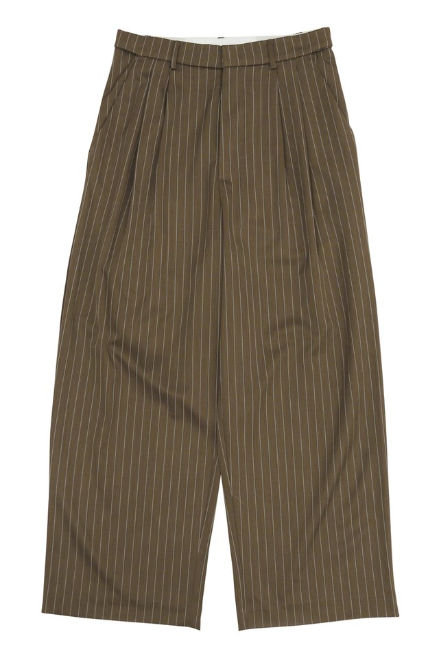 EAMES RELAXED-FIT PINSTRIPED TROUSERS IN MOCHA