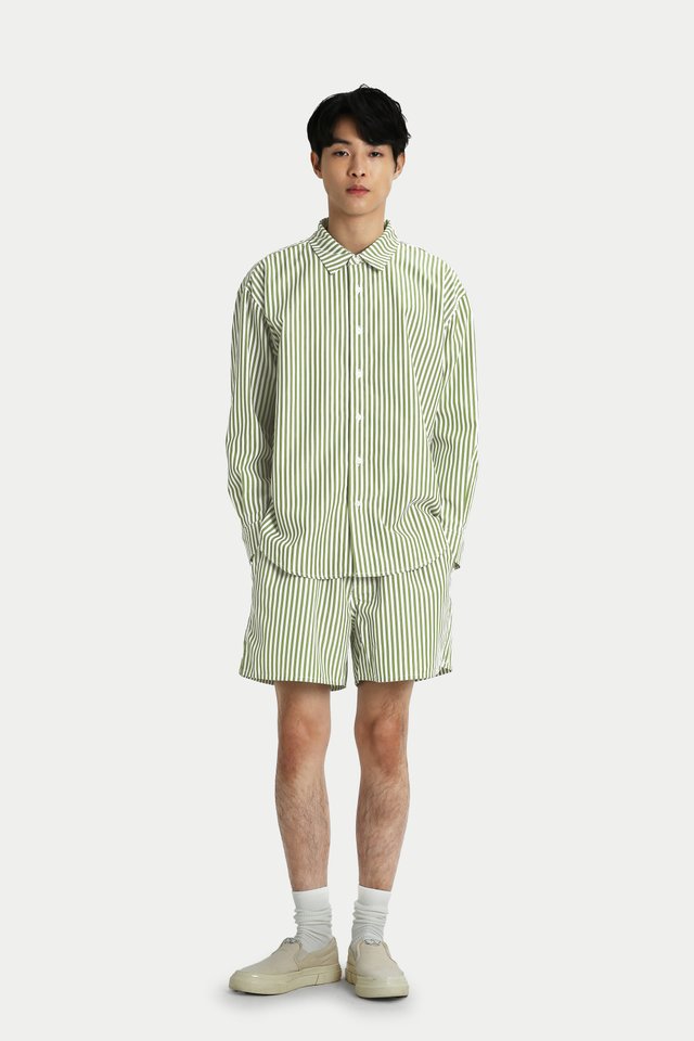 EMILE STRIPED BOXER SHORTS IN MATCHA