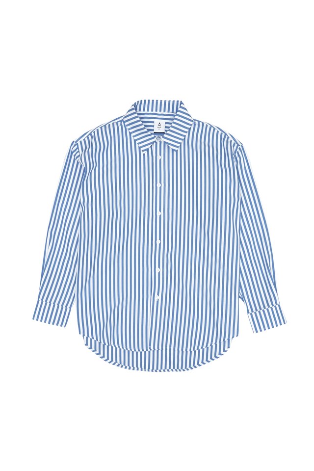 REMY OVERSIZED STRIPED SHIRT IN MID BLUE