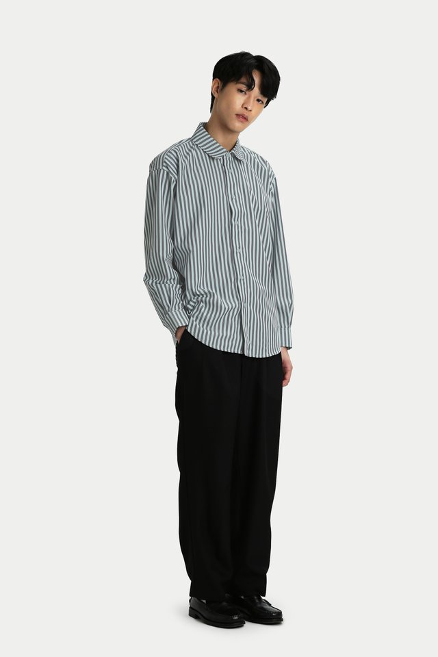 REMY OVERSIZED STRIPED SHIRT IN MINT CHIP
