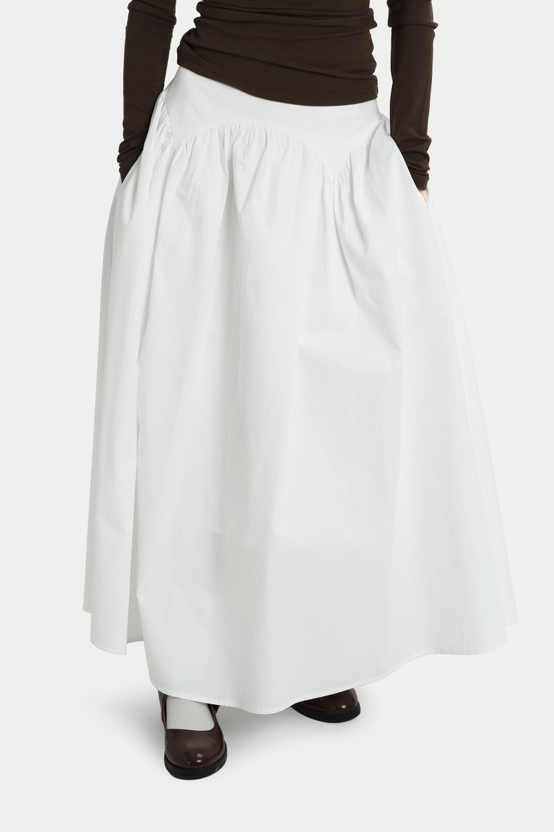 スカート [OVERDUE FLAIR] GRUNGE YOKE GATHER LONG SKIRT : White ☆overdue flair☆ GRUNGE YOKE GATHER LONG SKIRT_WHITE