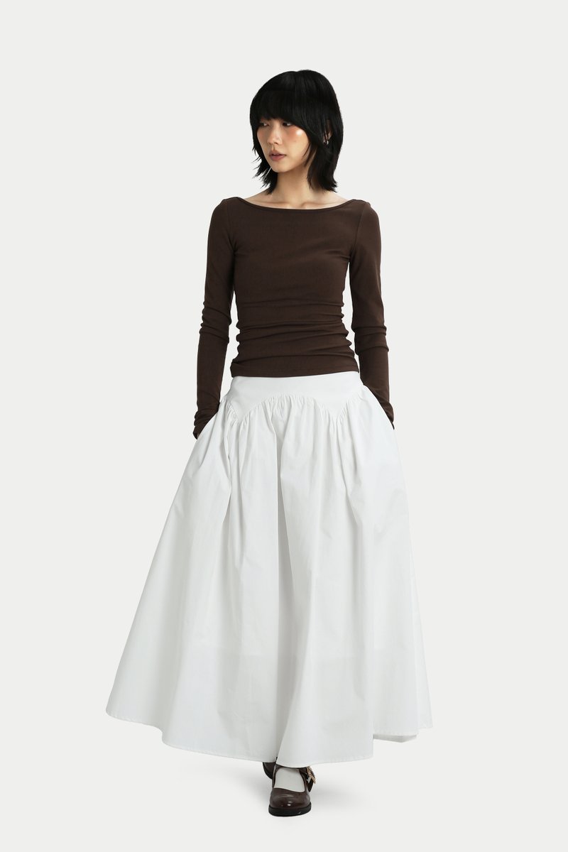 Aster Skirt w/ Yoke Beige Midi Skirt main image 1