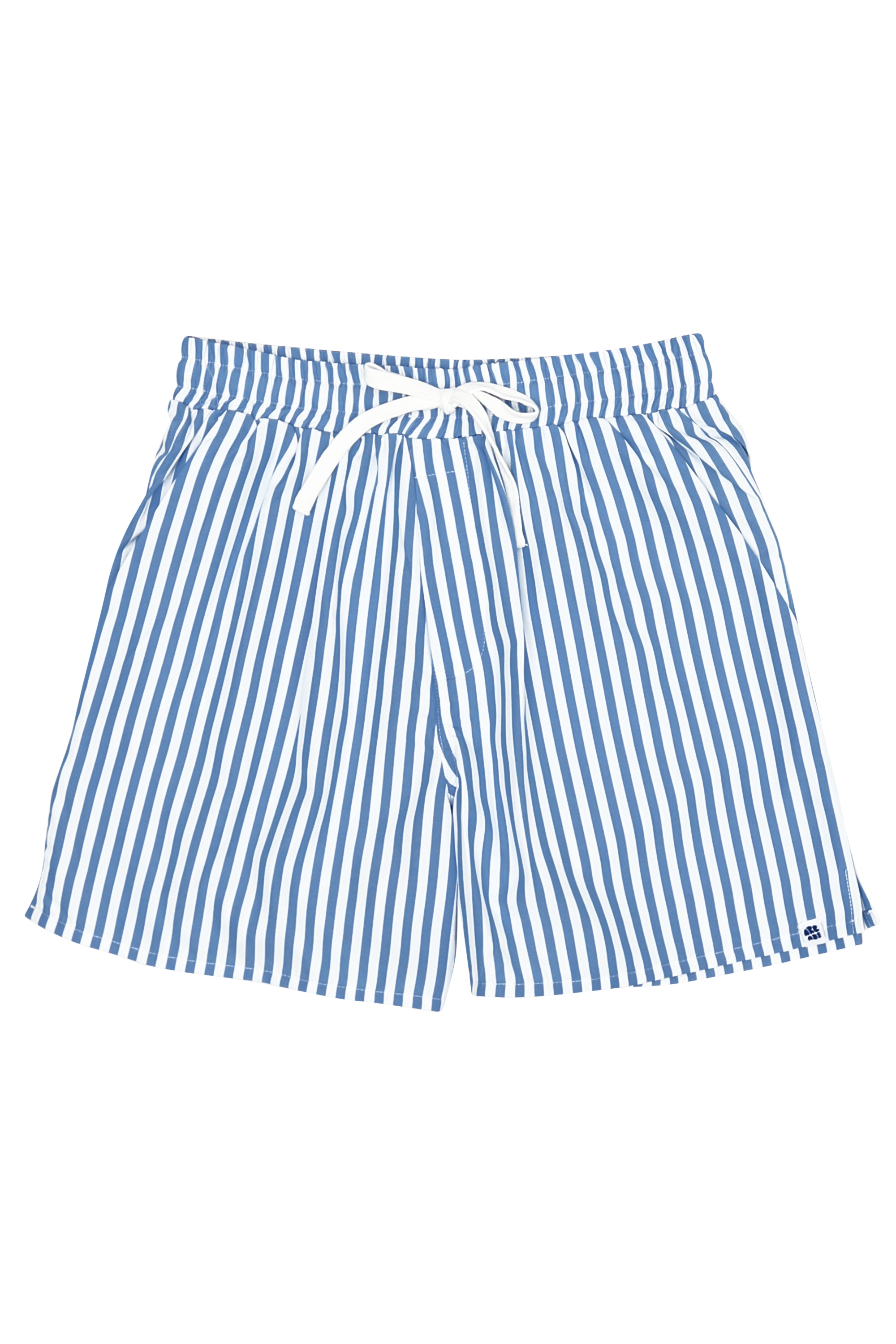EMILE STRIPED BOXER SHORTS IN MID BLUE