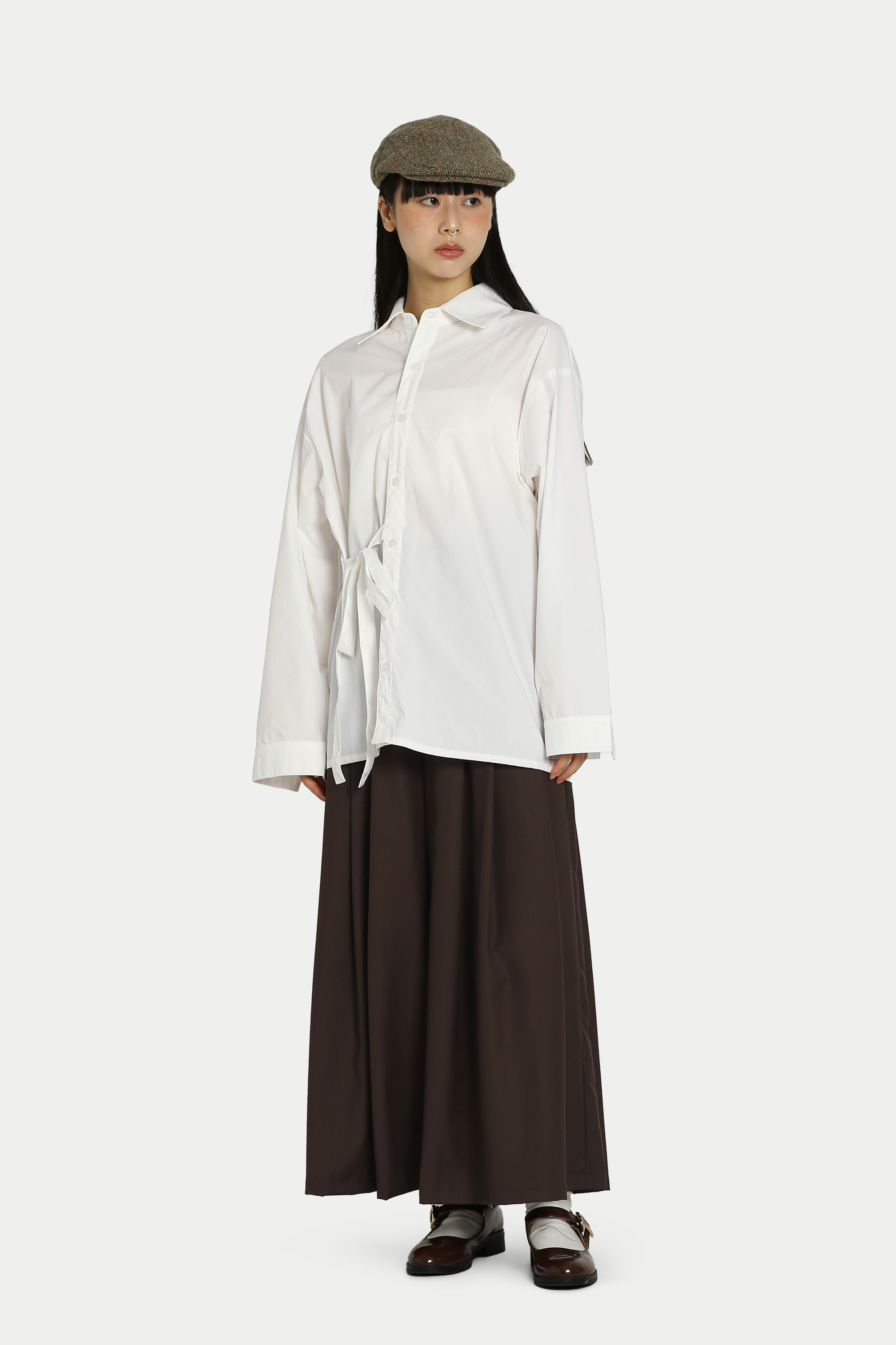 HANAE SIDE TIE OVERSIZED SHIRT IN WHITE