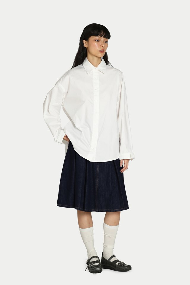 CELINE BOW CUFF OVERSIZED SHIRT IN WHITE