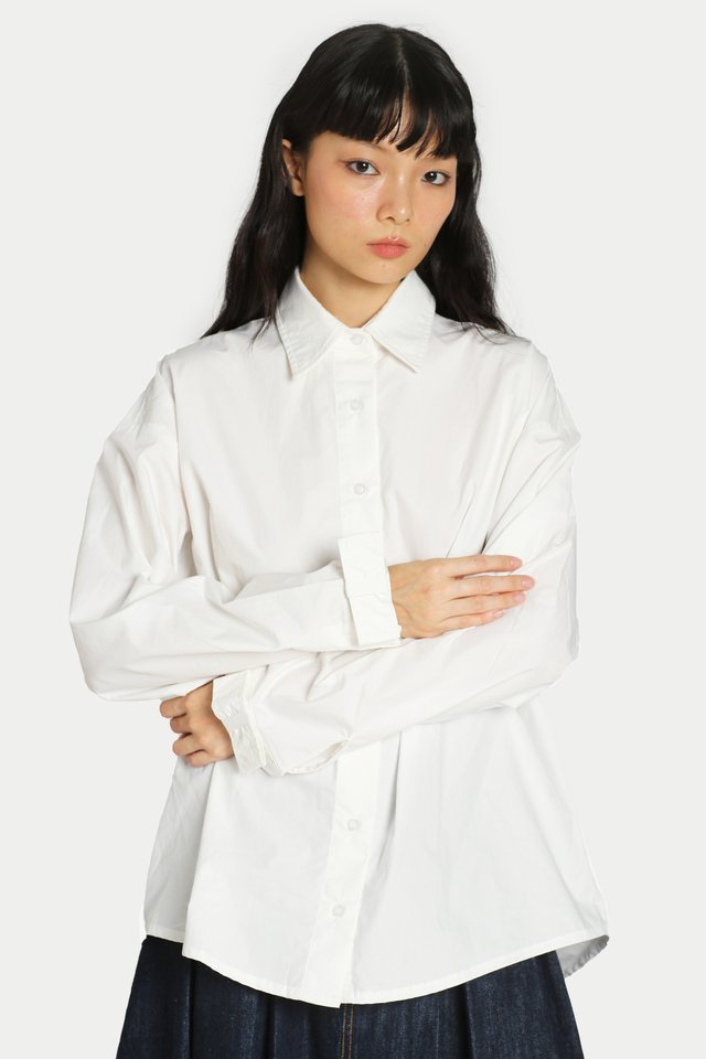 CELINE BOW CUFF OVERSIZED SHIRT IN WHITE