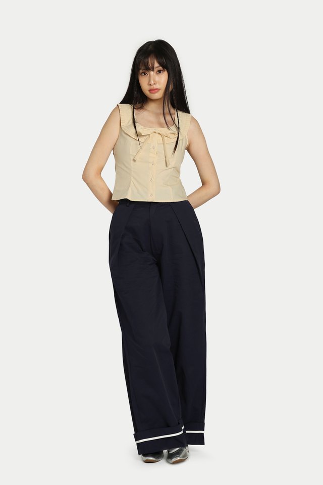 EMELINE FRILL BUTTON TOP IN BUTTER