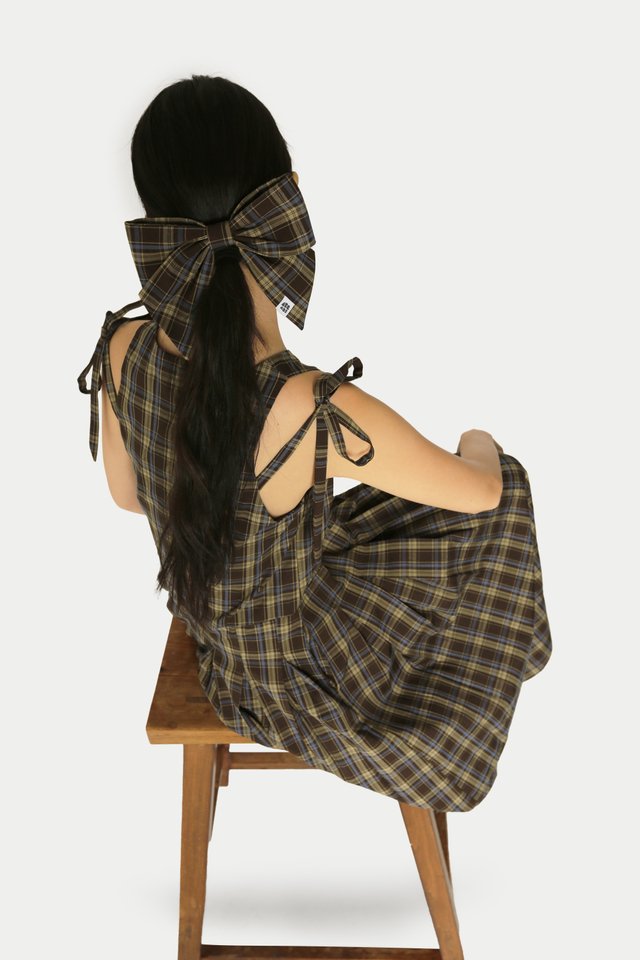 JUMBOW HAIR CLIP IN TEDDY/SKY CHECKS