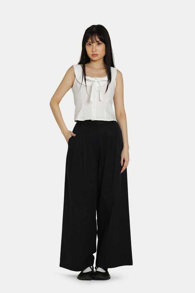 GIAN DOUBLE PLEATED SMOOTH PANTS IN NAVY