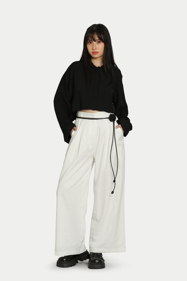 GIAN DOUBLE PLEATED SMOOTH PANTS IN WHITE
