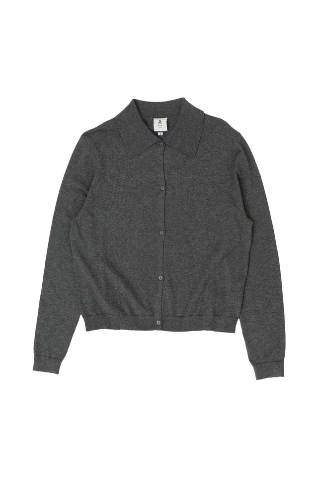 SOREN KNITTED LONG SLEEVE SHIRT IN CHARCOAL