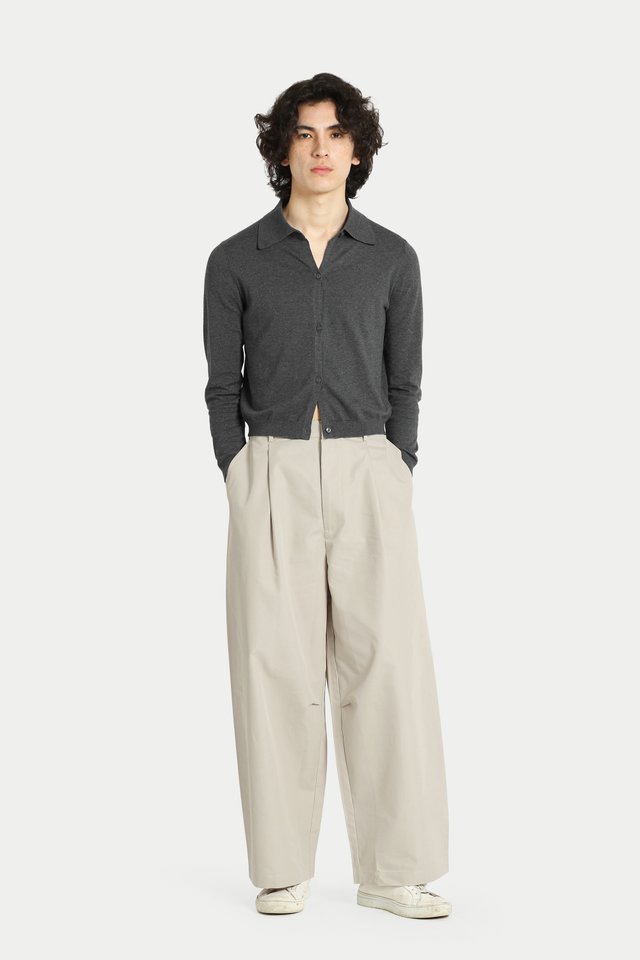 SOREN KNITTED LONG SLEEVE SHIRT IN CHARCOAL