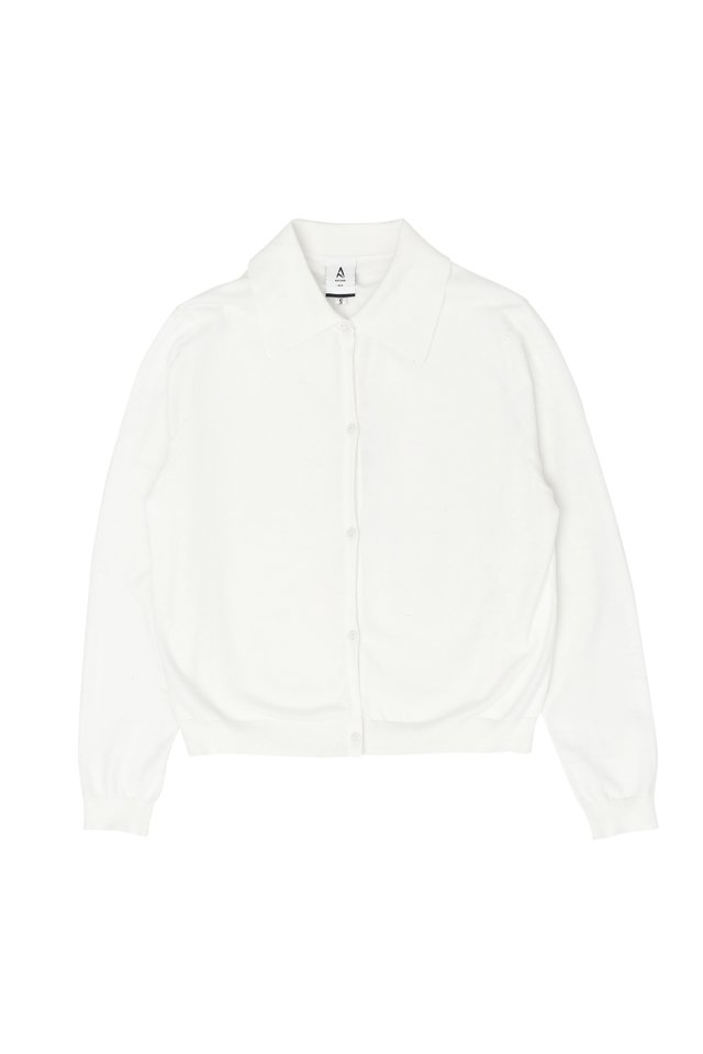 SOREN KNITTED LONG SLEEVE SHIRT IN WHITE