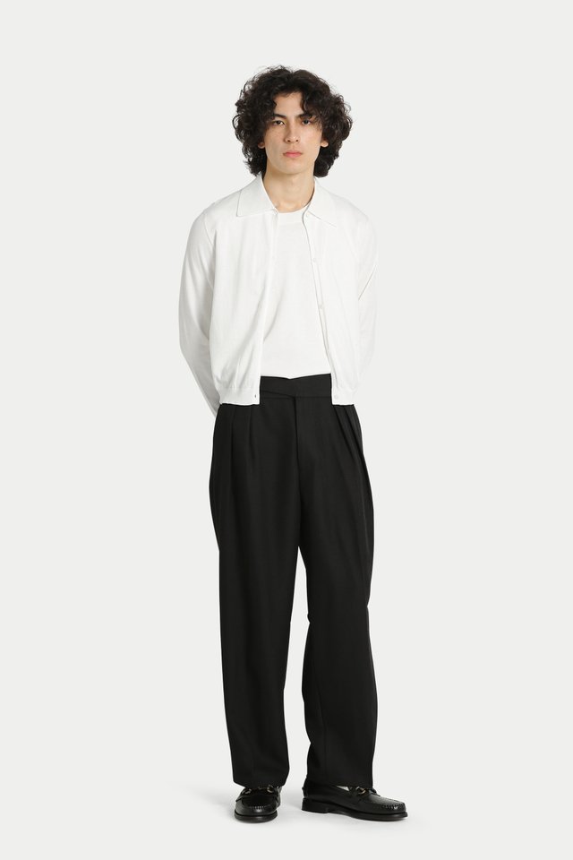 SOREN KNITTED LONG SLEEVE SHIRT IN WHITE