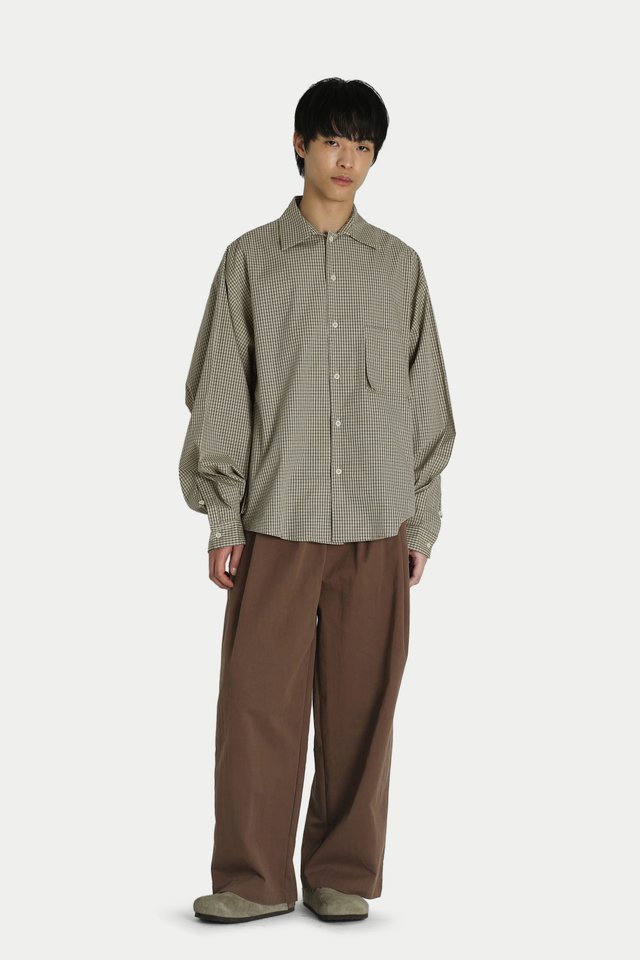 ALTON CHECKED OVERSIZED POCKET SHIRT IN SAND