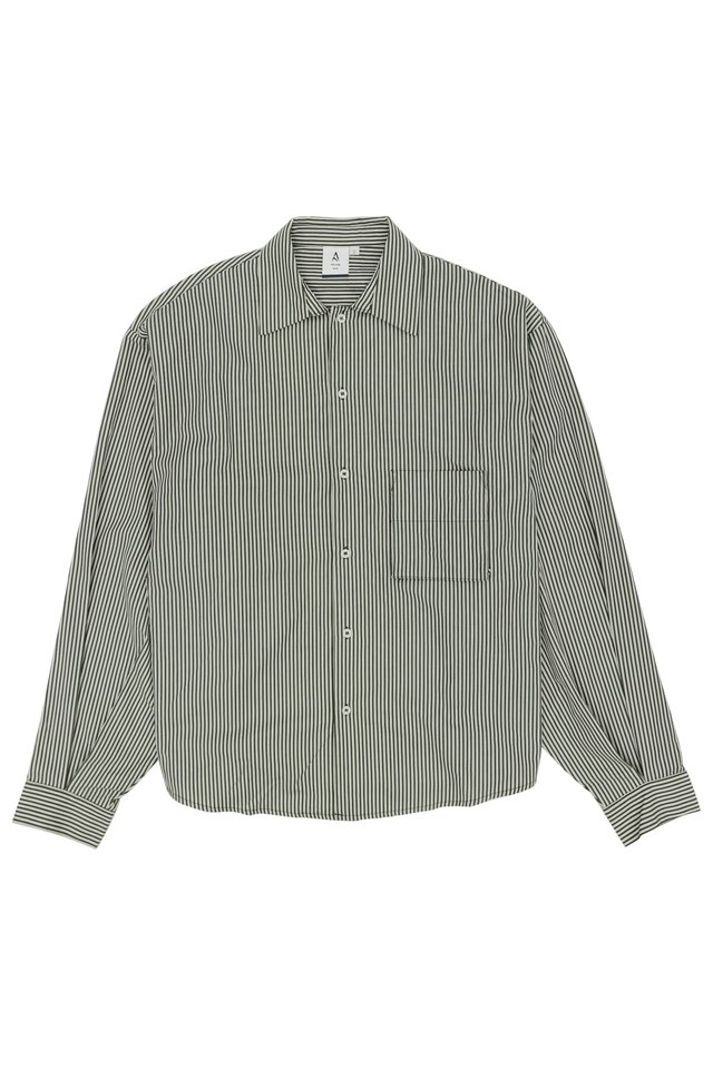ALTON STRIPED OVERSIZED POCKET SHIRT IN OLIVE