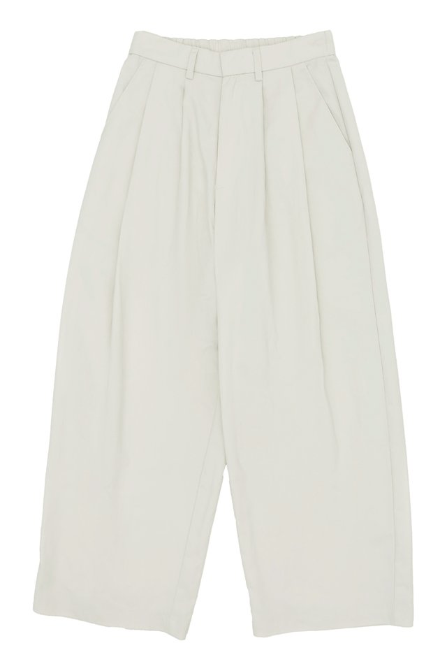 JAVI DOUBLE PLEAT CURVE TROUSERS IN BONE