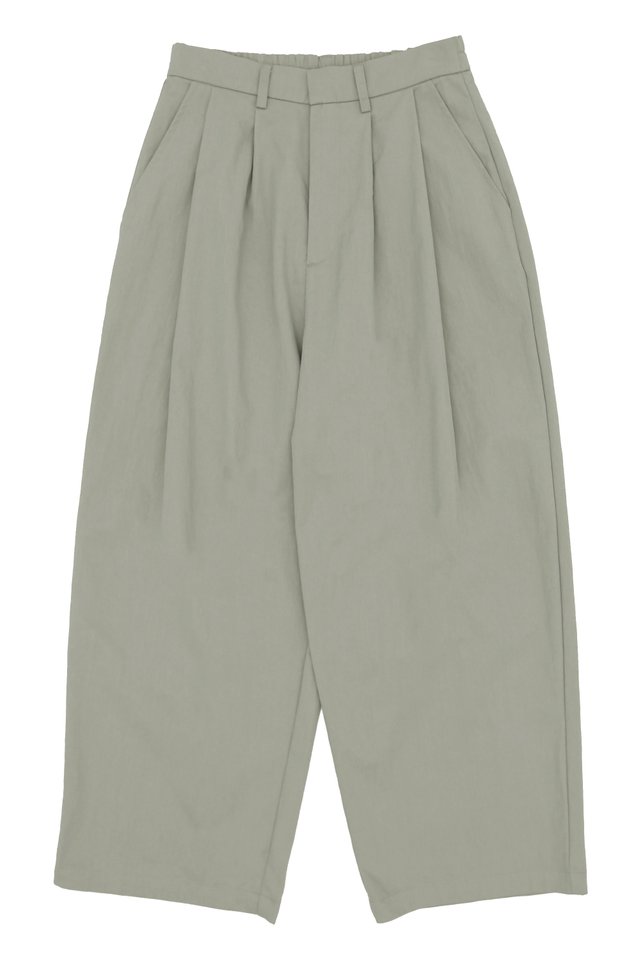 JAVI DOUBLE PLEAT CURVE TROUSERS IN GREY