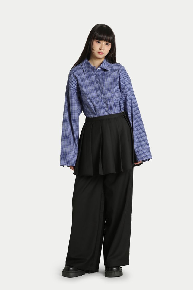 JETT PLEATED SKIRT OVER PANTS IN BLACK