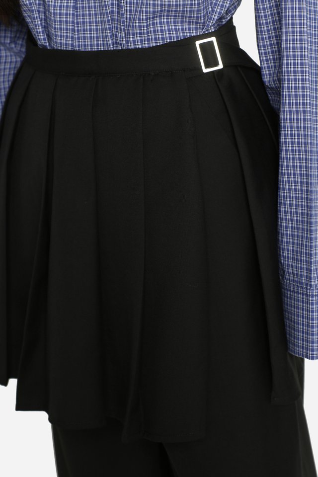 JETT PLEATED SKIRT OVER PANTS IN BLACK