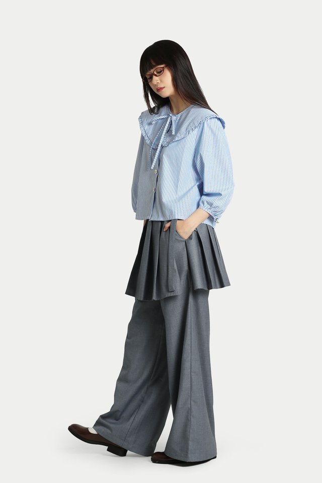 JETT PLEATED SKIRT OVER PANTS IN HEATHER GREY