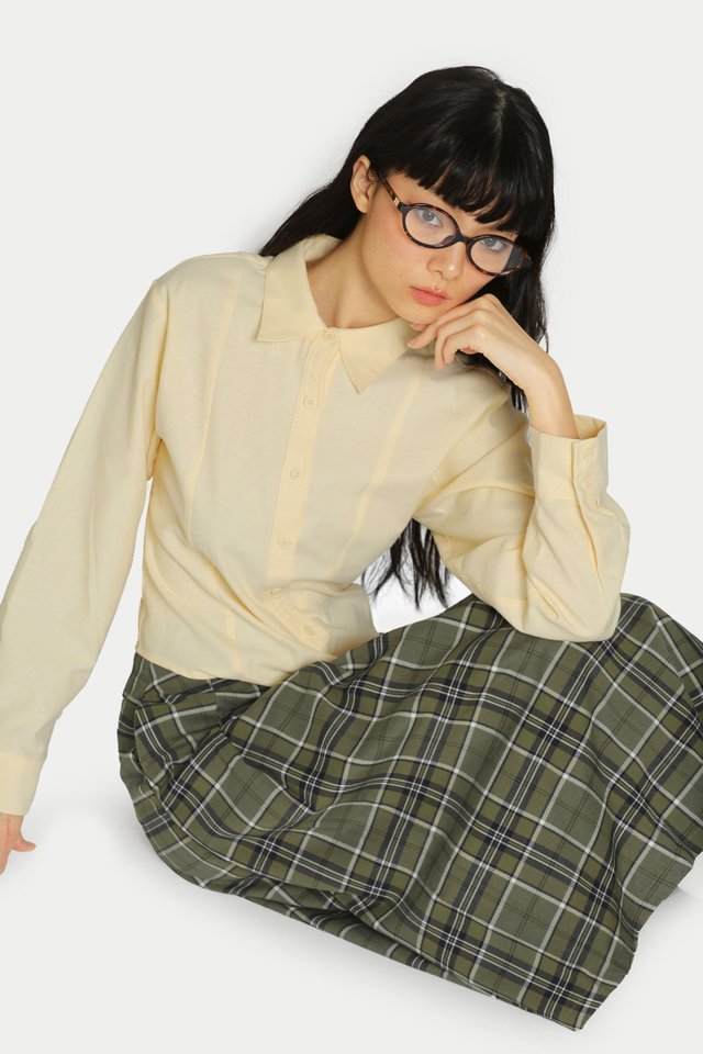 VERA ASYMMETRICAL WAISTED SHIRT IN BUTTER