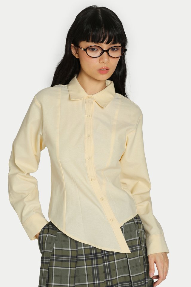 VERA ASYMMETRICAL WAISTED SHIRT IN BUTTER