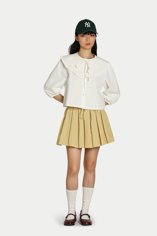 DAISIE BUTTON SHIRT WITH DETACHABLE COLLAR IN WHITE